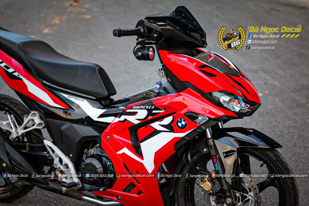 TEM XE WINNER X V3 THIẾT KẾ BMW HP4 S1000RR ĐEN TRẮNG ĐỎ Bá Ngọc Decal